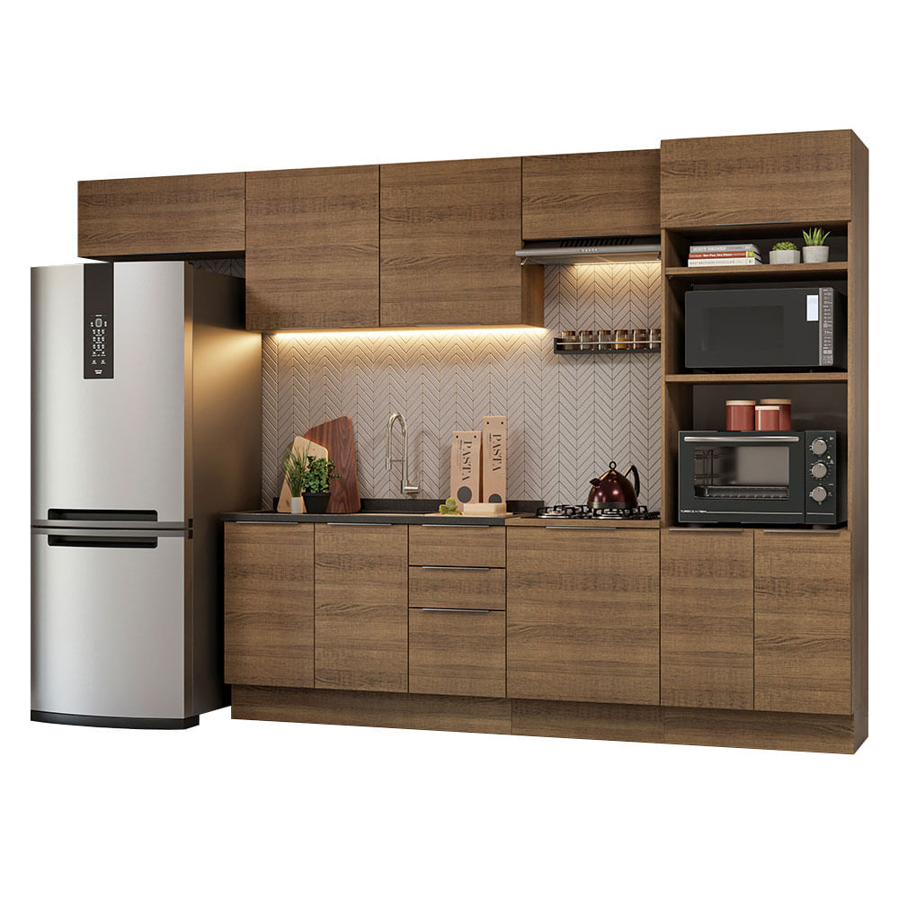Armário de Cozinha Completa 330cm Rustic Stella Madesa 05 - Rustic