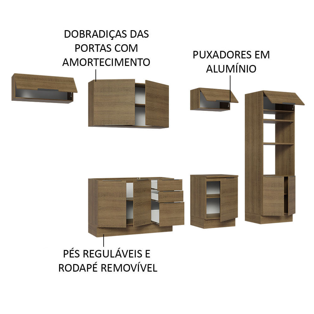 Armário de Cozinha Completa 330cm Rustic Stella Madesa 05