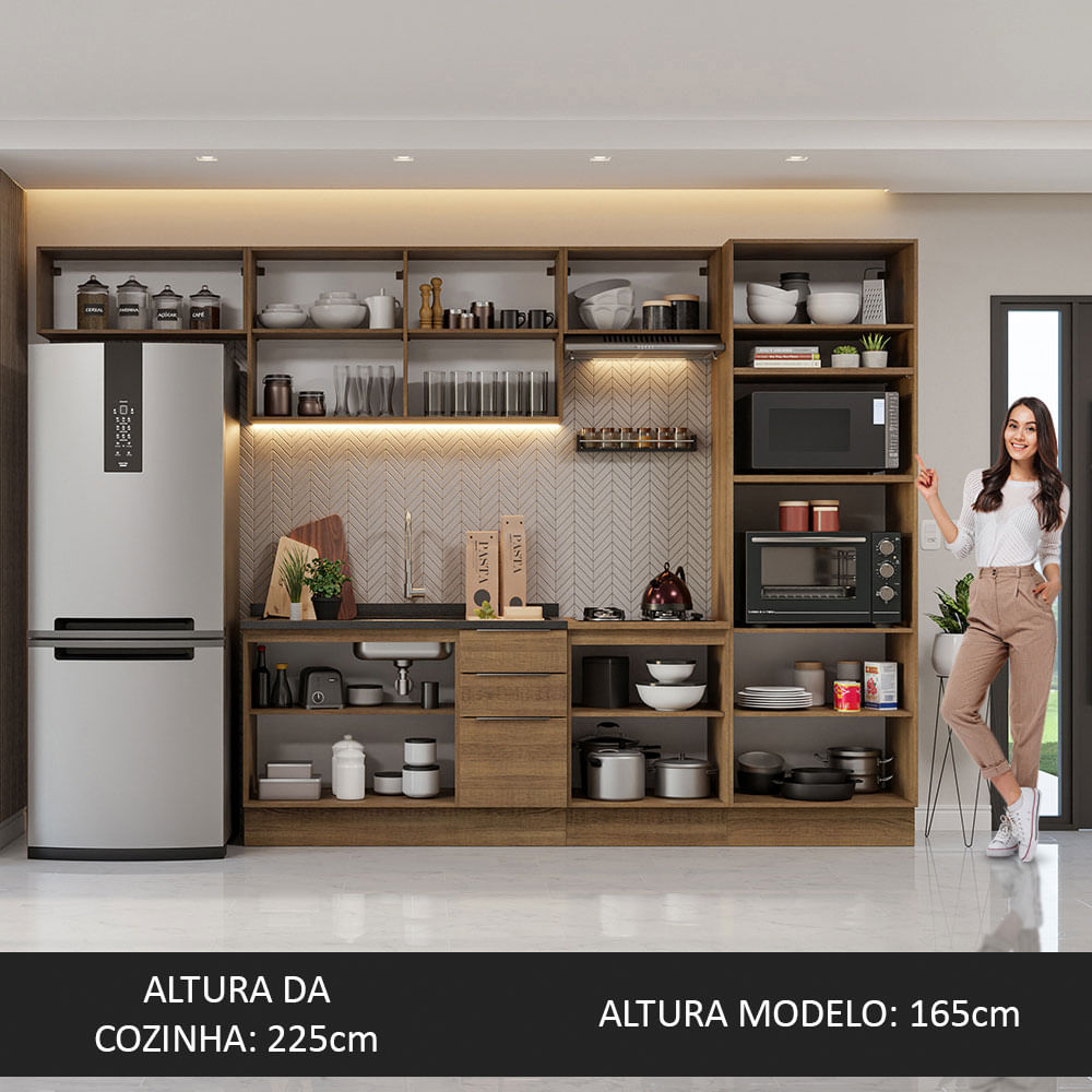 Armário de Cozinha Completa 330cm Rustic Stella Madesa 05
