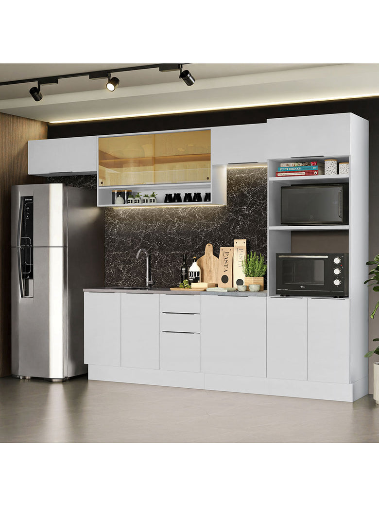 Armário de Cozinha Completa 330cm Branco Stella Madesa 06