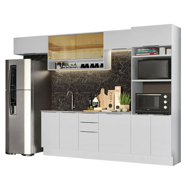 Armário de Cozinha Completa 330cm Branco Stella Madesa 06