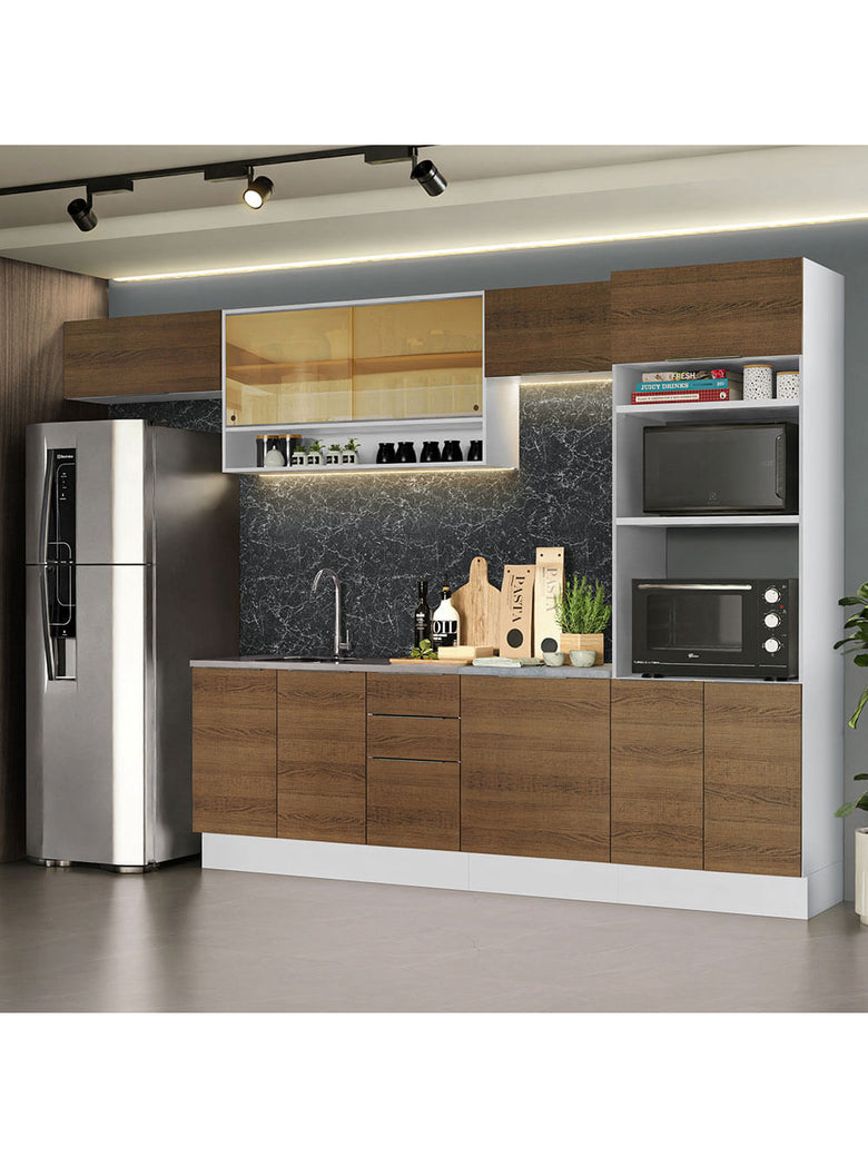 Armário de Cozinha Completa 330cm Branco/Rustic Stella Madesa 06