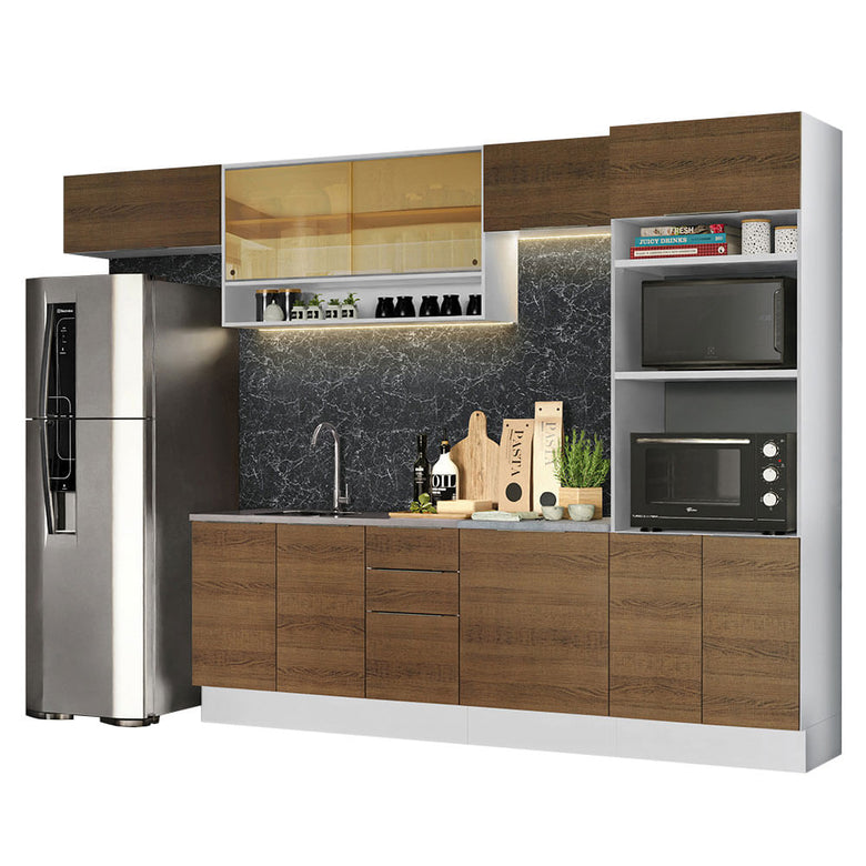 Armário de Cozinha Completa 330cm Branco/Rustic Stella Madesa 06