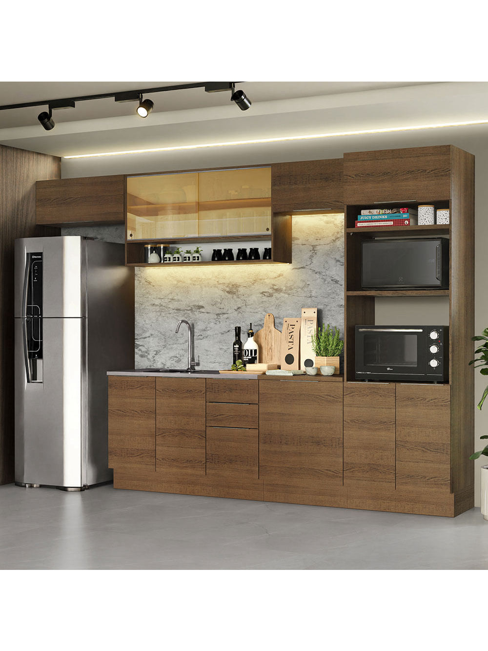 Armário de Cozinha Completa 330cm Rustic Stella Madesa 06 - Rustic