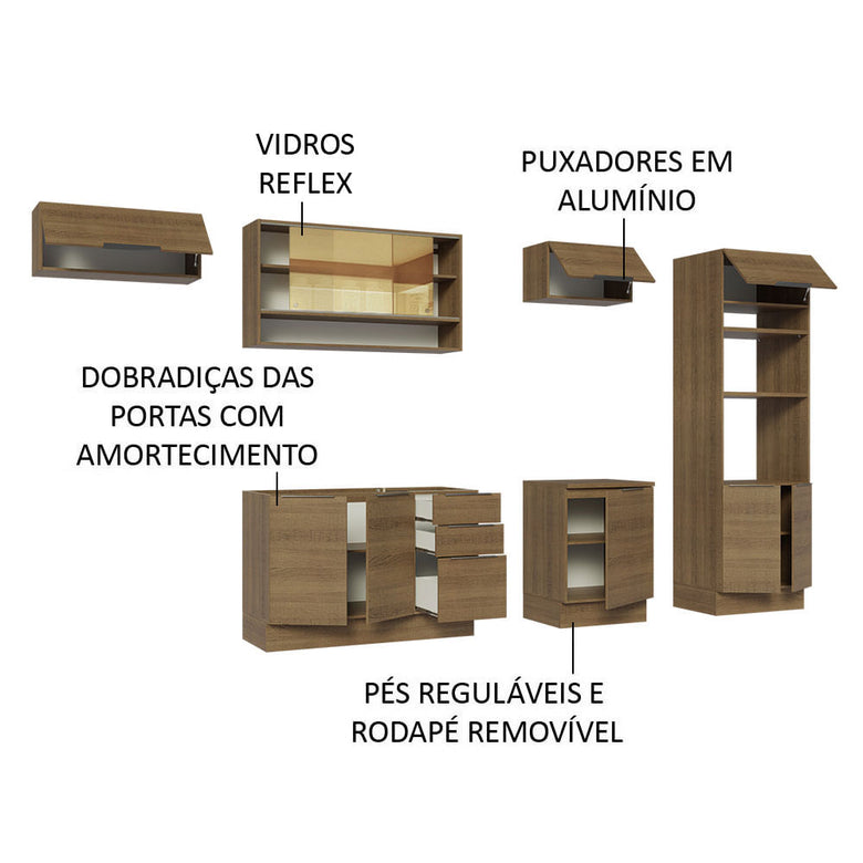 Armário de Cozinha Completa 330cm Rustic Stella Madesa 06