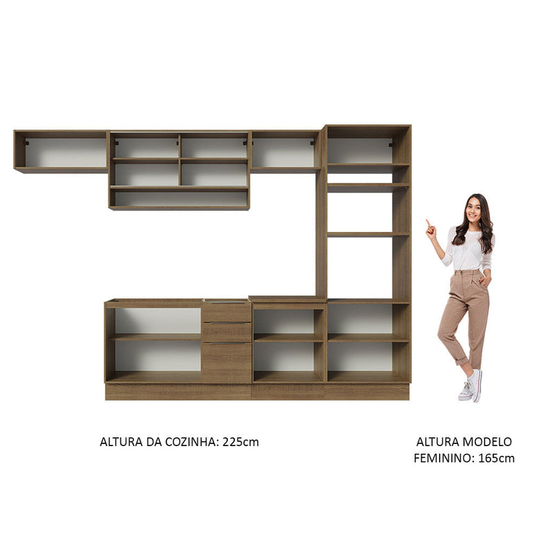 Armário de Cozinha Completa 330cm Rustic Stella Madesa 06