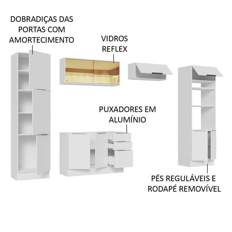 Armário de Cozinha Completa 330cm Branco Stella Madesa 07