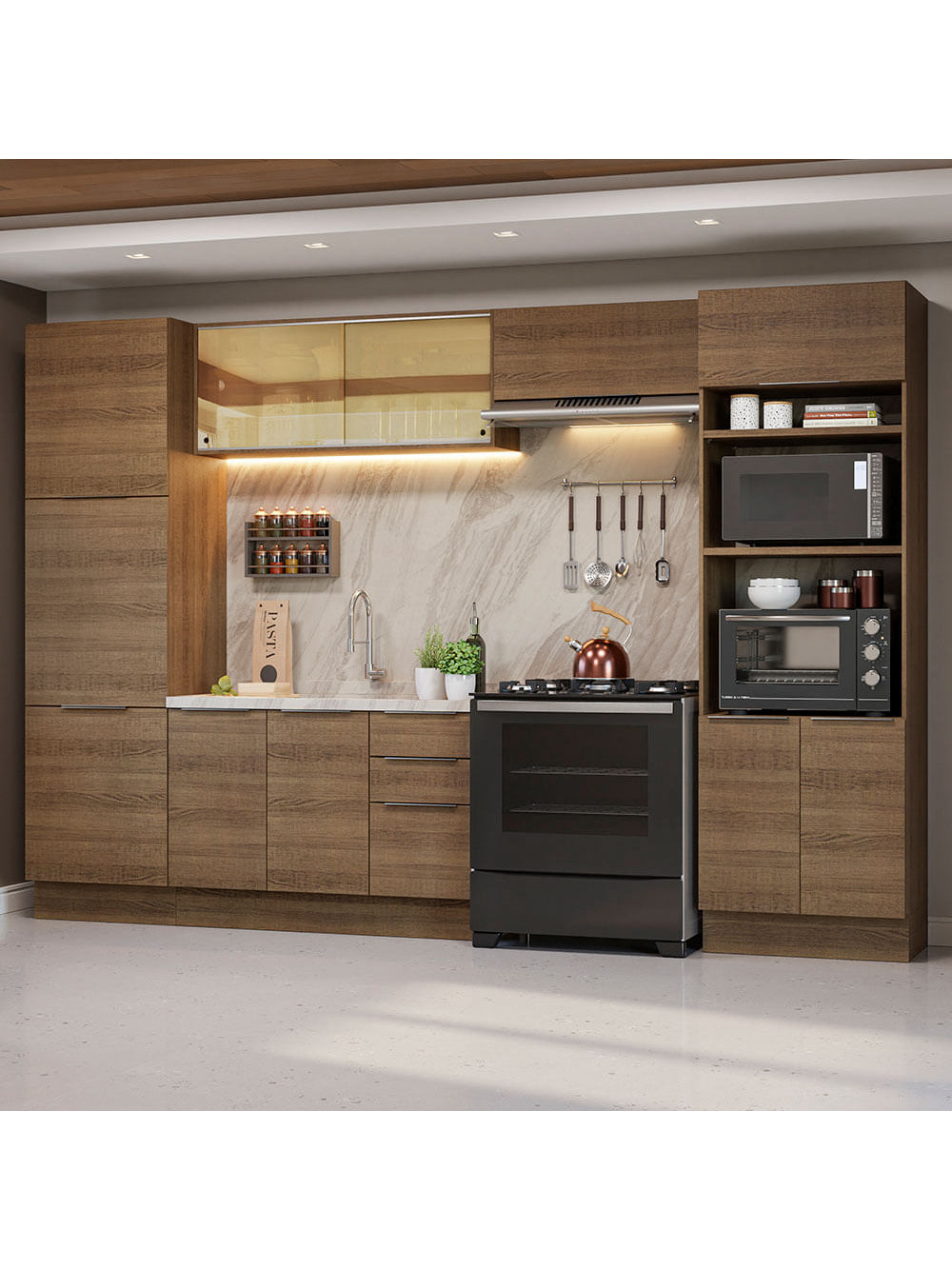 Armário de Cozinha Completa 330cm Rustic Stella Madesa 07 - Rustic