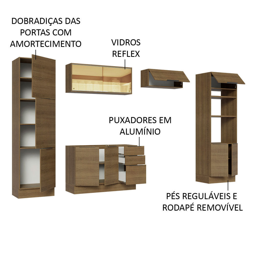 Armário de Cozinha Completa 330cm Rustic Stella Madesa 07