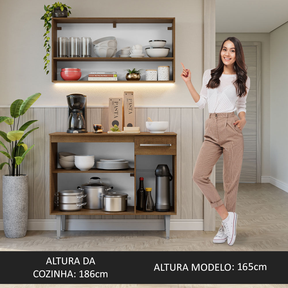 Armário de Cozinha Compacta 105cm Rustic Emilly Madesa 03