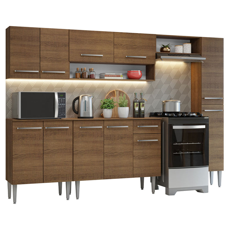Armário de Cozinha Compacta 261 cm Rustic Emilly Madesa 09