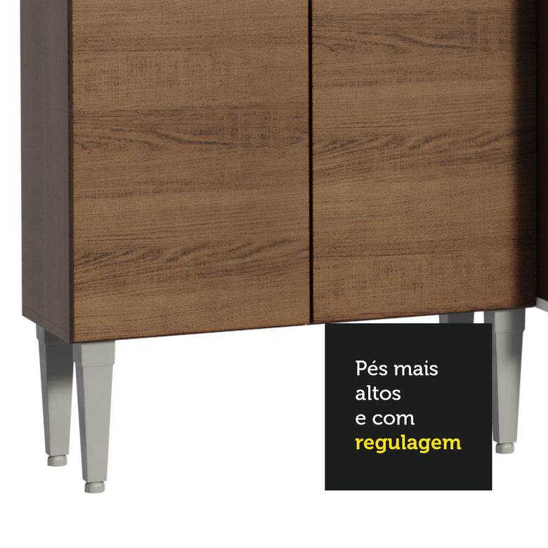 Armário de Cozinha Compacta 261 cm Rustic Emilly Madesa 09