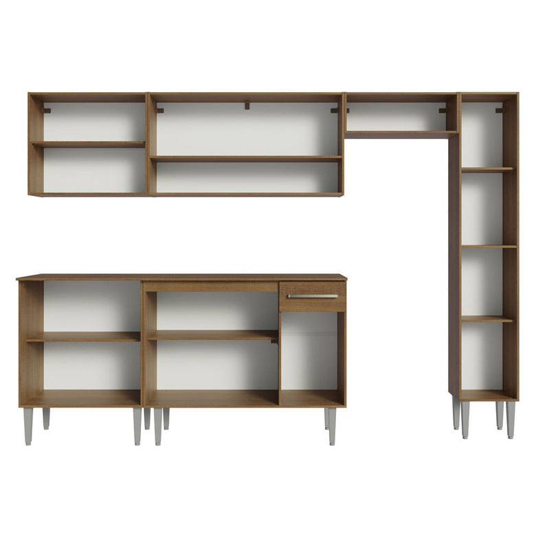 Armário de Cozinha Compacta 261 cm Rustic/Cinza Emilly Madesa 09