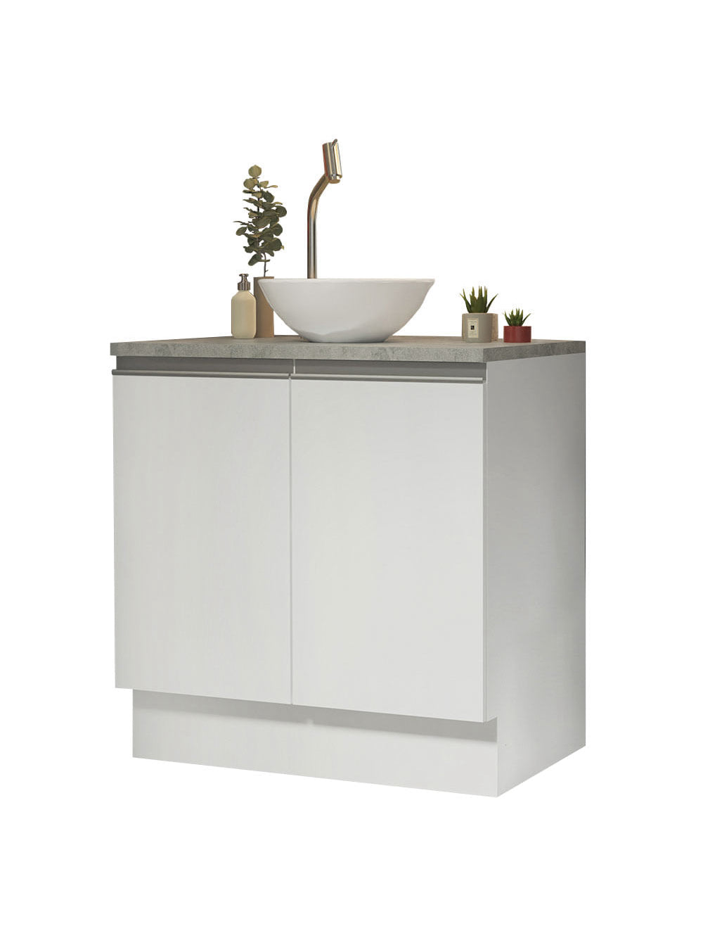 Armário Gabinete para Banheiro 80cm 2 Portas Branco Madesa - Branco
