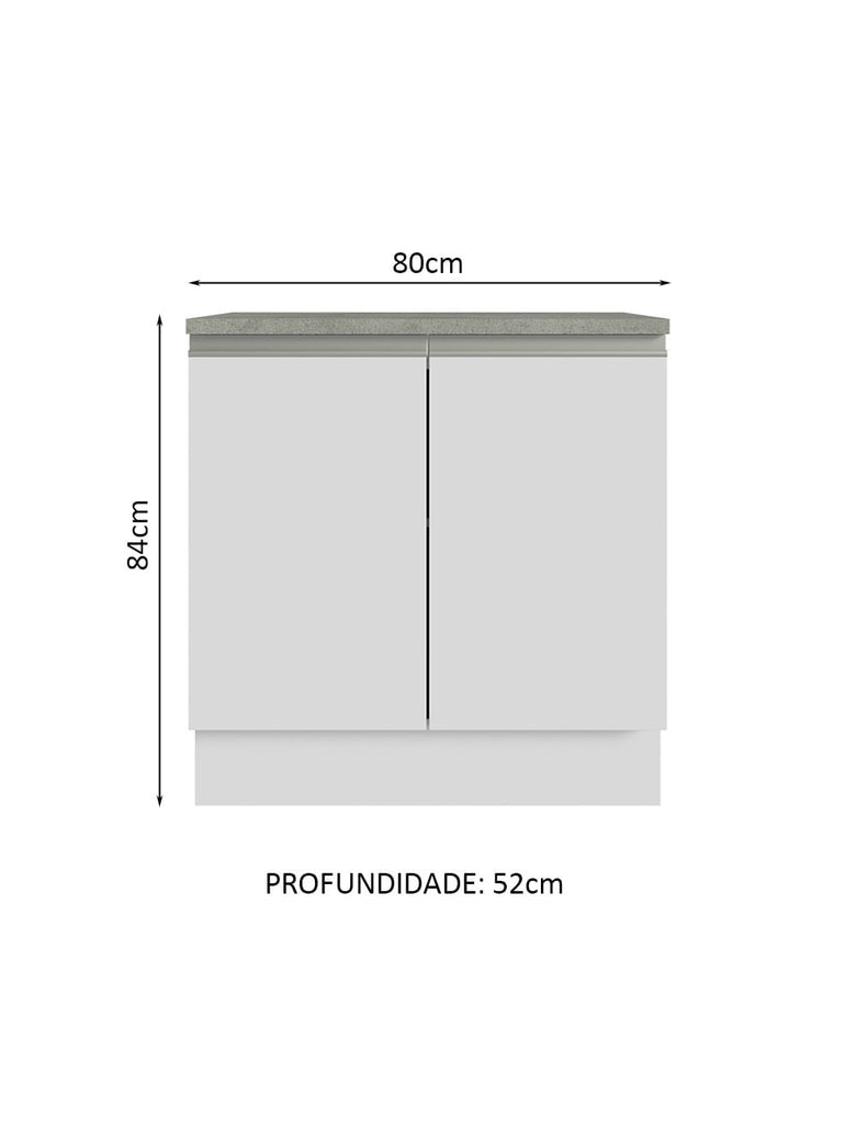 Armário Gabinete para Banheiro 80cm 2 Portas Branco Madesa