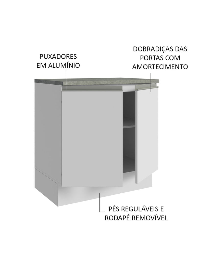 Armário Gabinete para Banheiro 80cm 2 Portas Branco Madesa