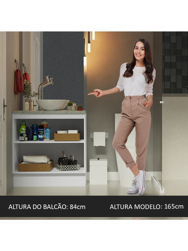 Armário Gabinete para Banheiro 80cm 2 Portas Branco Madesa