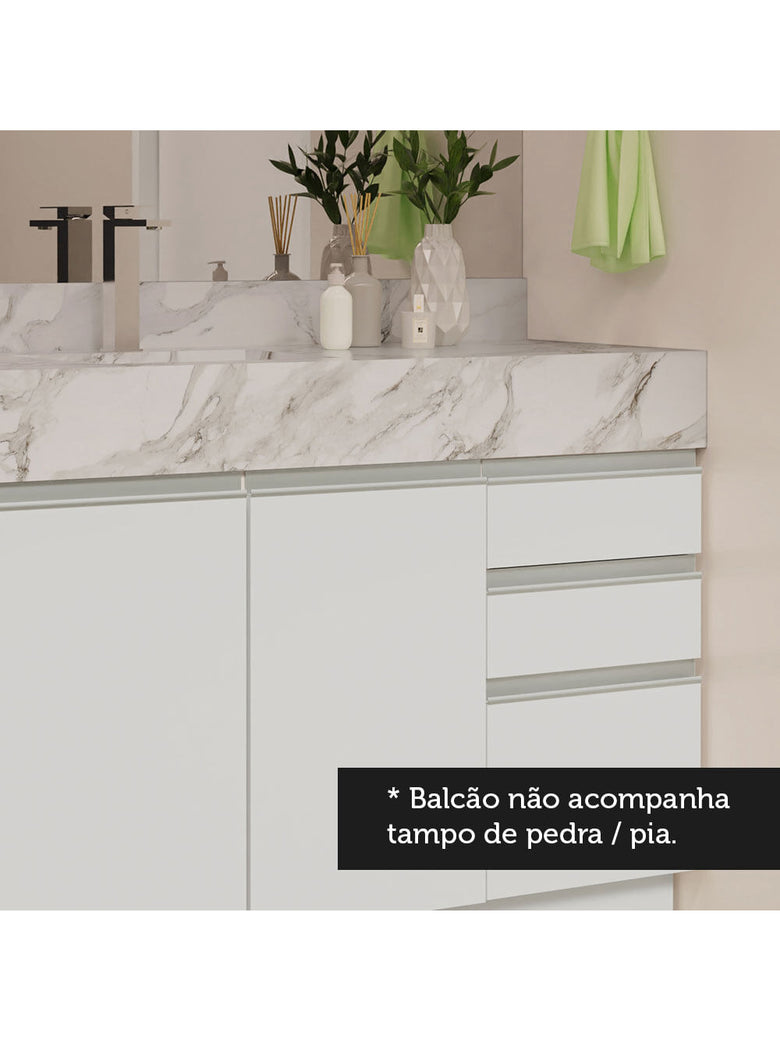 Armário Gabinete para Banheiro 120cm 2 Portas 3 Gavetas Branco Madesa