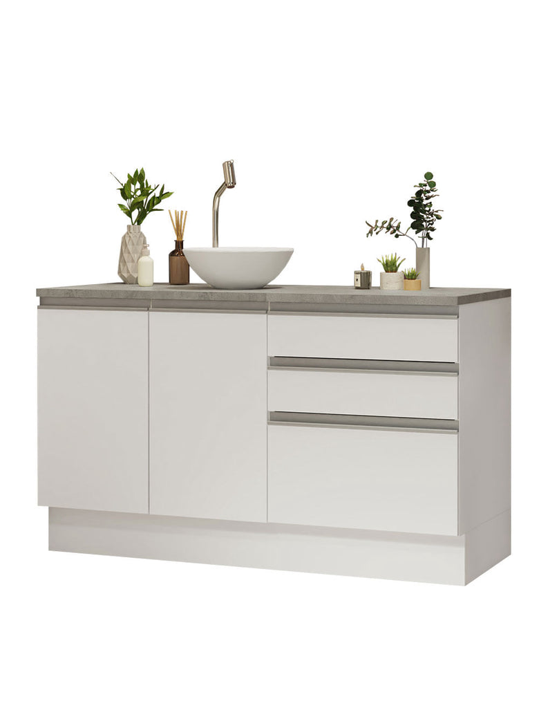 Armário Gabinete para Banheiro 140cm 2 Portas 3 Gavetas Branco Madesa