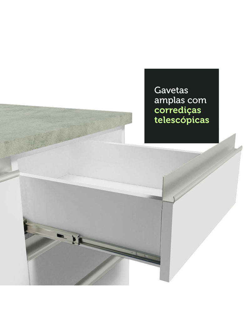 Armário Gabinete para Banheiro 140cm 2 Portas 3 Gavetas Branco Madesa