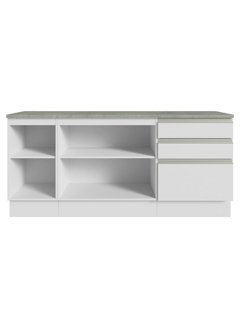 Armário Gabinete para Banheiro 180cm 3 Portas 3 Gavetas Branco Madesa