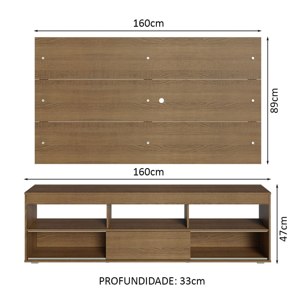 Rack com Painel para TV até 65 Polegadas Rustic Orlando Madesa