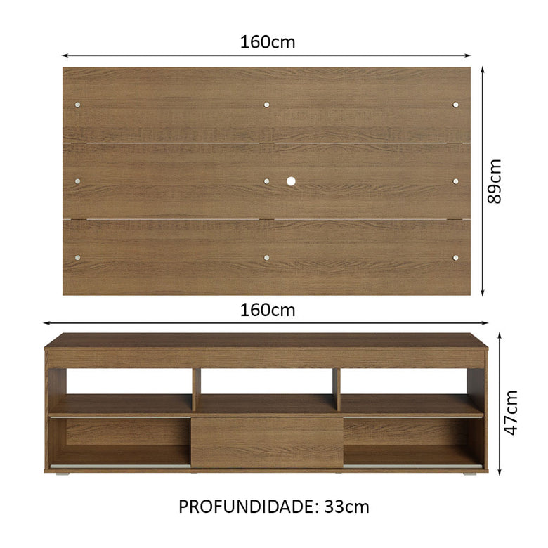 Rack com Painel para TV até 65 Polegadas Rustic Orlando Madesa