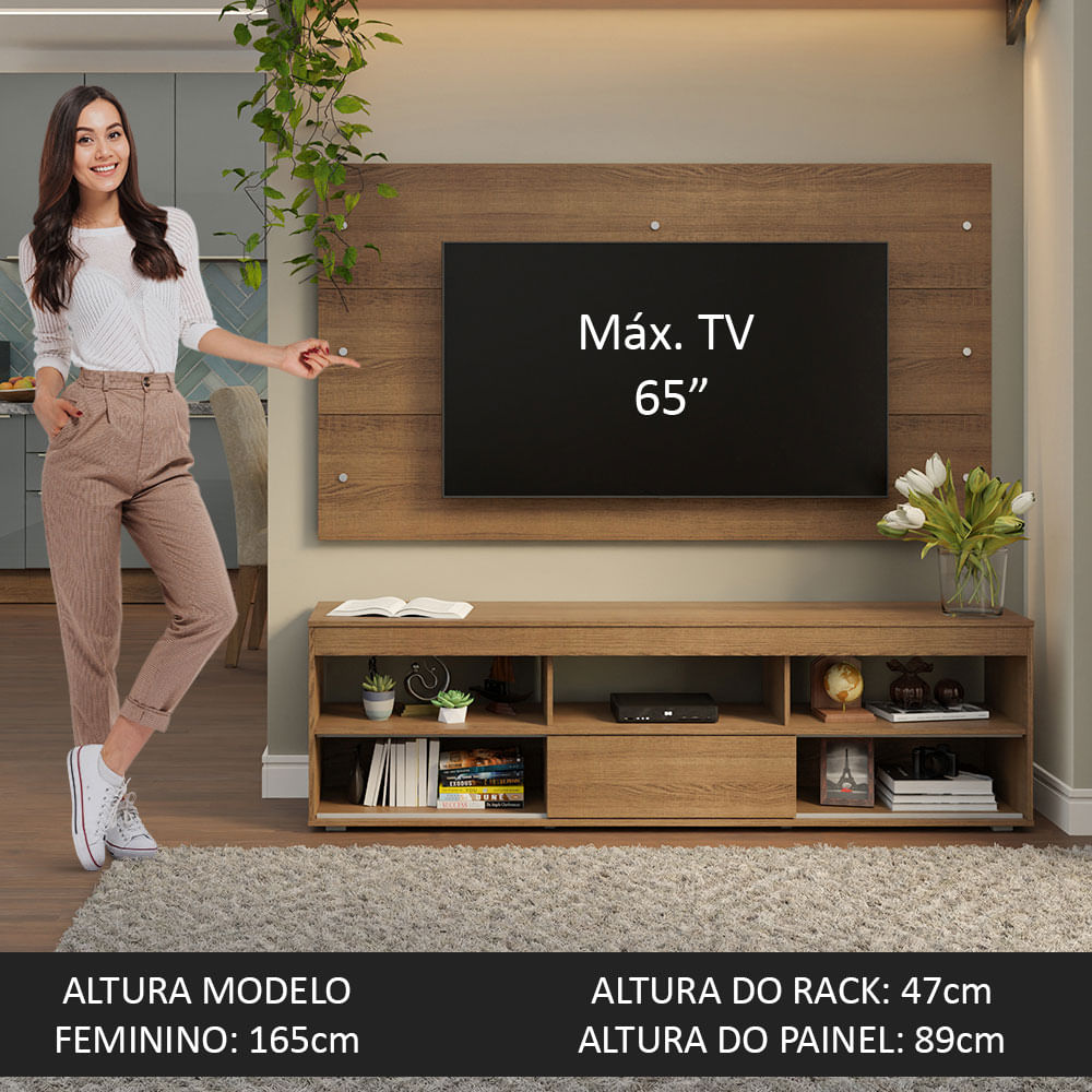 Rack com Painel para TV até 65 Polegadas Rustic Orlando Madesa