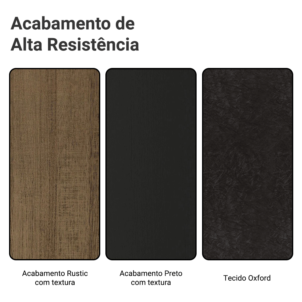 Conjunto Sala de Jantar Mesa Tampo de Vidro 4 Cadeiras Rustic/Preto/Oxford Anaju Madesa