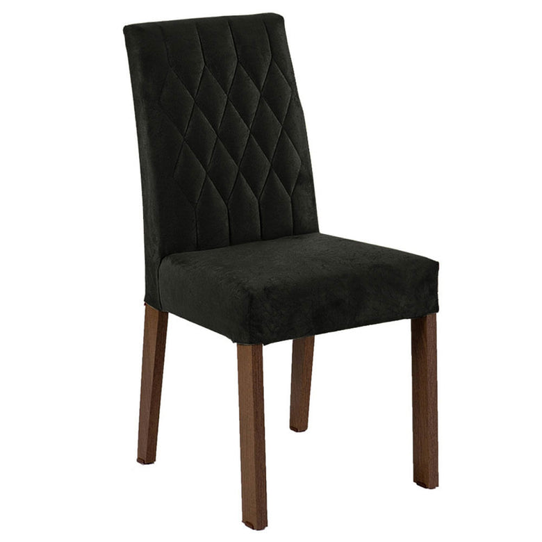 Conjunto Sala de Jantar Mesa Tampo de Vidro 4 Cadeiras Rustic/Preto/Oxford Anaju Madesa