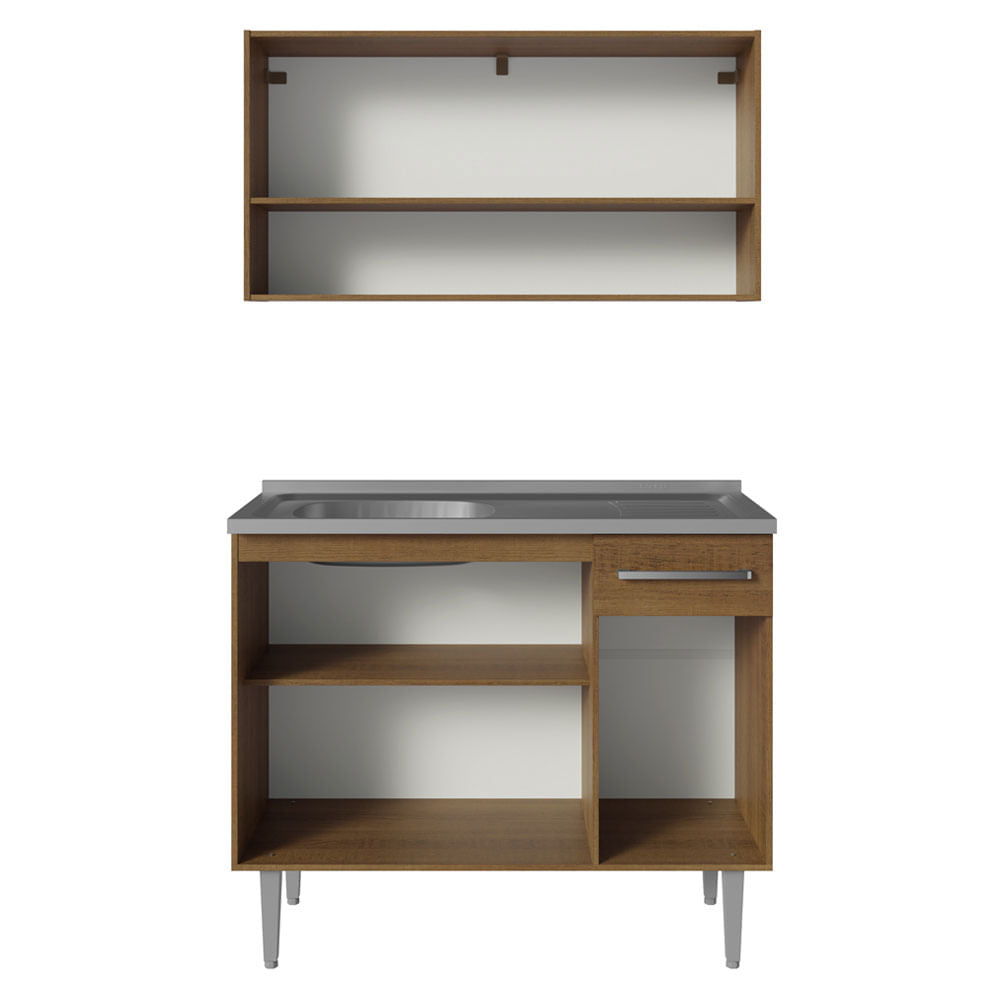 Armário de Cozinha Compacta 105cm com Pia Rustic Emilly Madesa 04