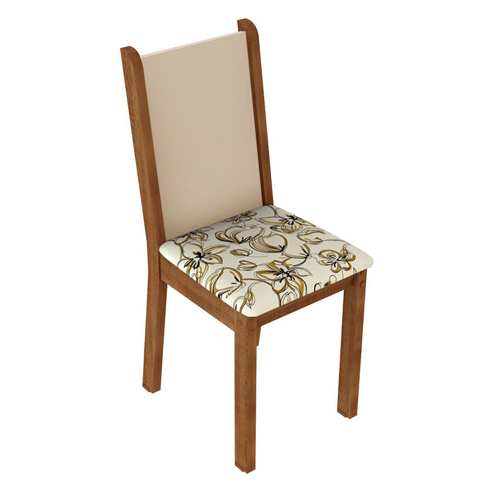 Kit 4 Cadeiras de Jantar 4291 Rustic/Crema/Lírio Bege Madesa - Rustic/Crema/Lírio Bege