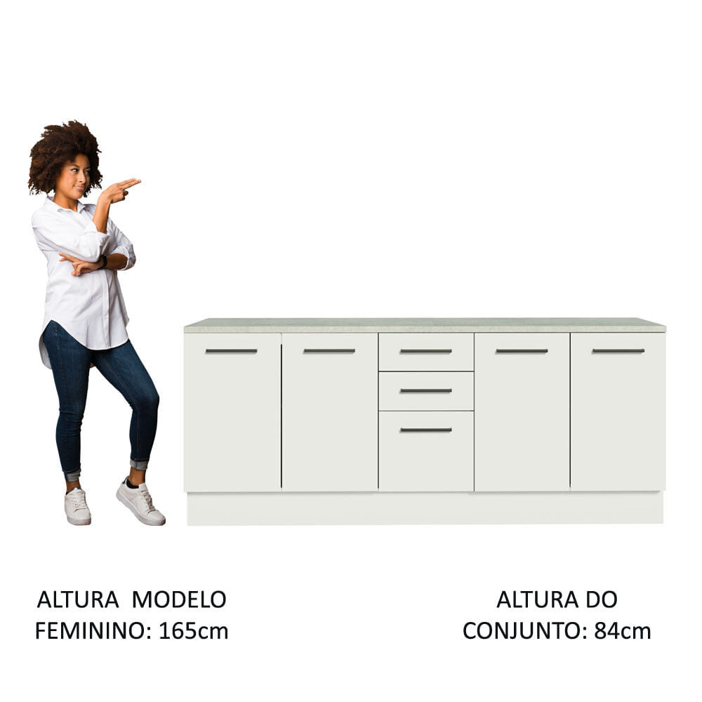 Kit com 2 Balcões Multiuso 4 Portas 3 Gavetas Branco Agata Madesa