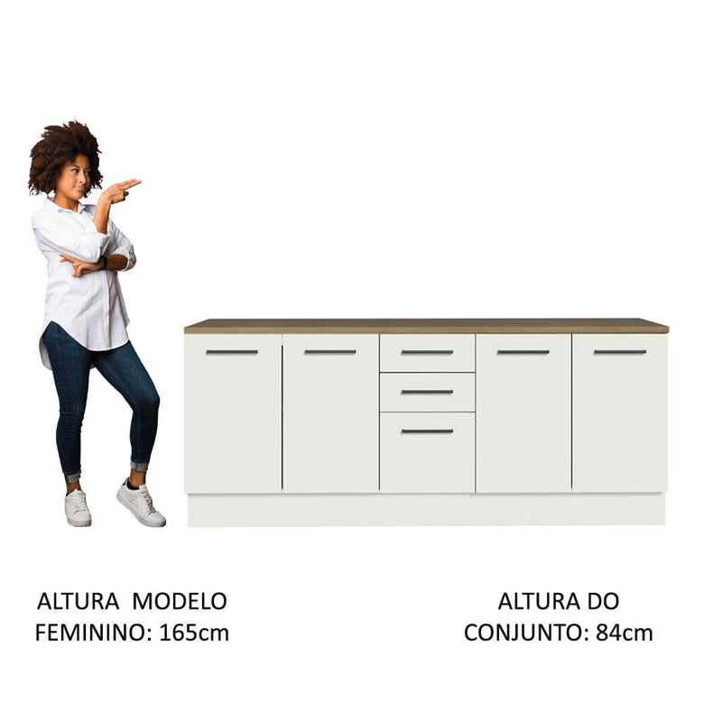 Kit com 2 Balcões Multiuso 4 Portas 3 Gavetas Branco/Rustic Agata Madesa