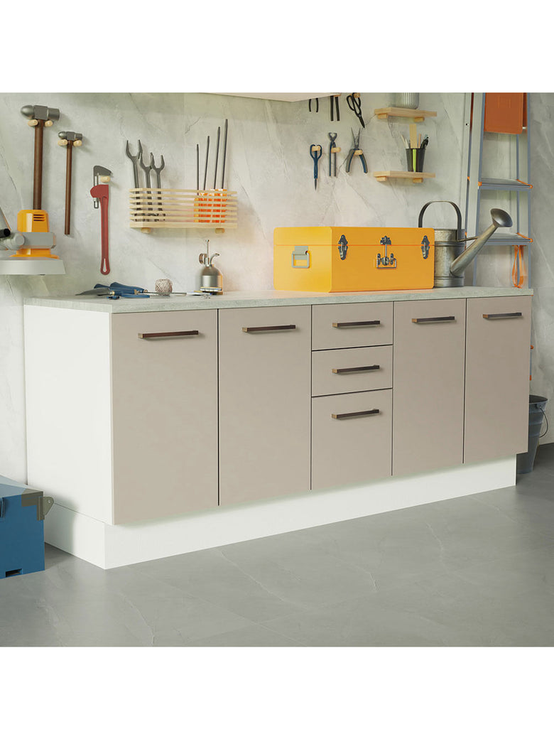 Kit com 2 Balcões Multiuso 4 Portas 3 Gavetas Branco/Crema Agata Madesa