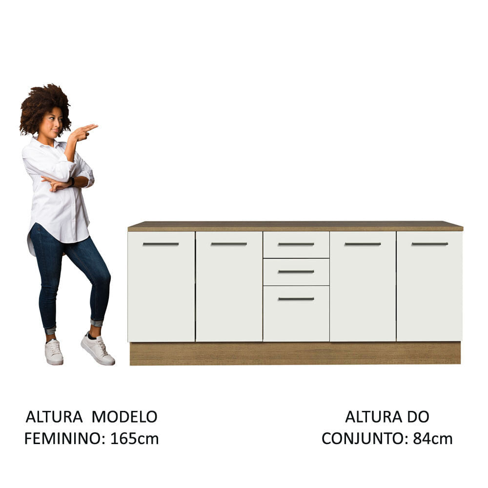 Kit com 2 Balcões Multiuso 4 Portas 3 Gavetas Rustic/Branco Agata Madesa