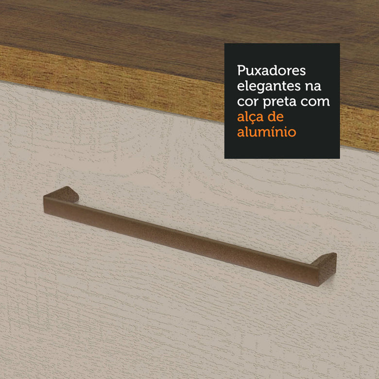 Kit com 2 Balcões Multiuso 4 Portas 3 Gavetas Rustic/Crema Agata Madesa
