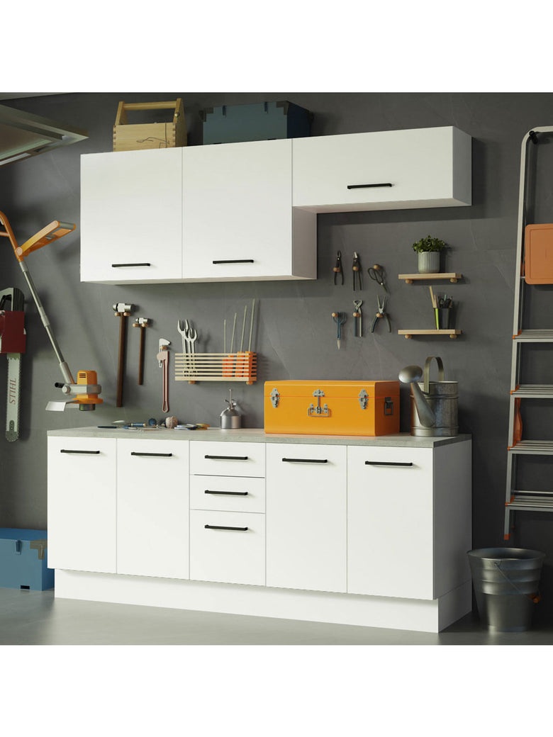 Kit com 2 Balcões e 2 Armários Aéreos Multiuso 200cm Branco Agata Madesa