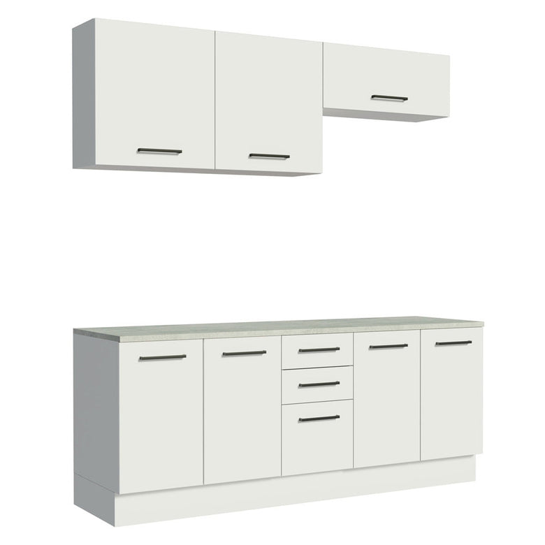 Kit com 2 Balcões e 2 Armários Aéreos Multiuso 200cm Branco Agata Madesa