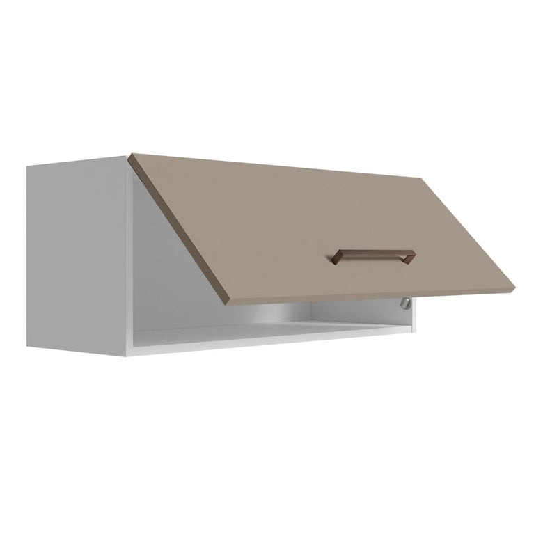 Armário Aéreo Multiuso 80cm 1 Porta Basculante Branco/Crema Agata Madesa