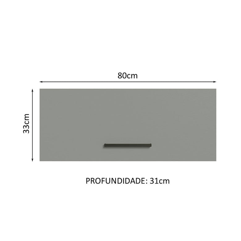 Armário Aéreo Multiuso 80cm 1 Porta Basculante Branco/Cinza Agata Madesa