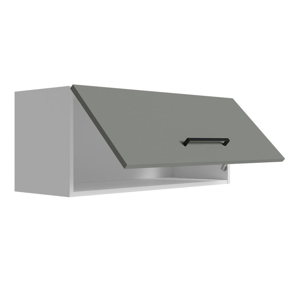 Armário Aéreo Multiuso 80cm 1 Porta Basculante Branco/Cinza Agata Madesa