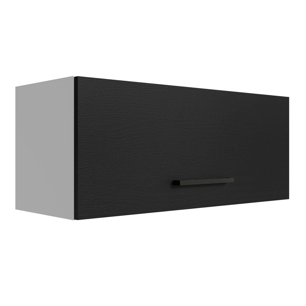 Armário Aéreo Multiuso 80cm 1 Porta Basculante Branco/Preto Agata Madesa - Branco/Preto