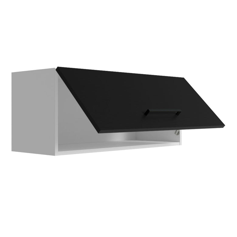 Armário Aéreo Multiuso 80cm 1 Porta Basculante Branco/Preto Agata Madesa