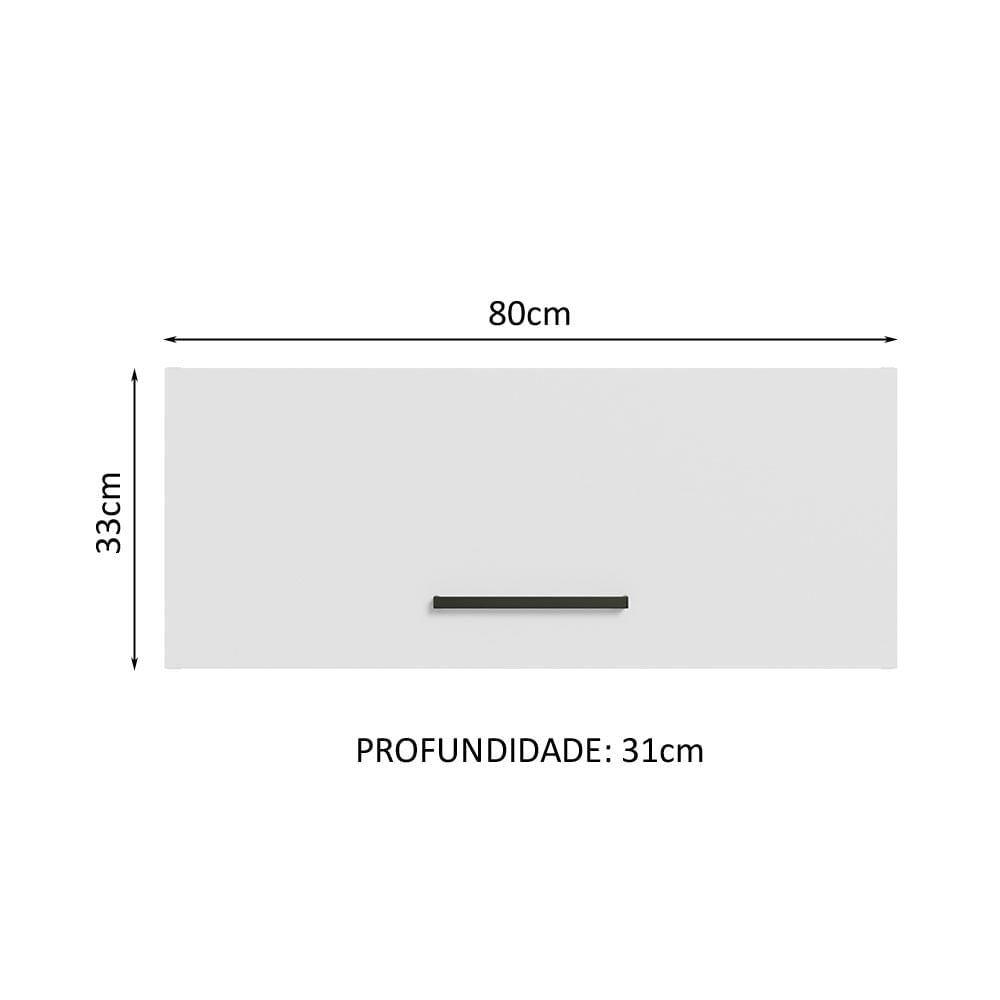 Armário Aéreo Multiuso 80cm 1 Porta Basculante Rustic/Branco Agata Madesa