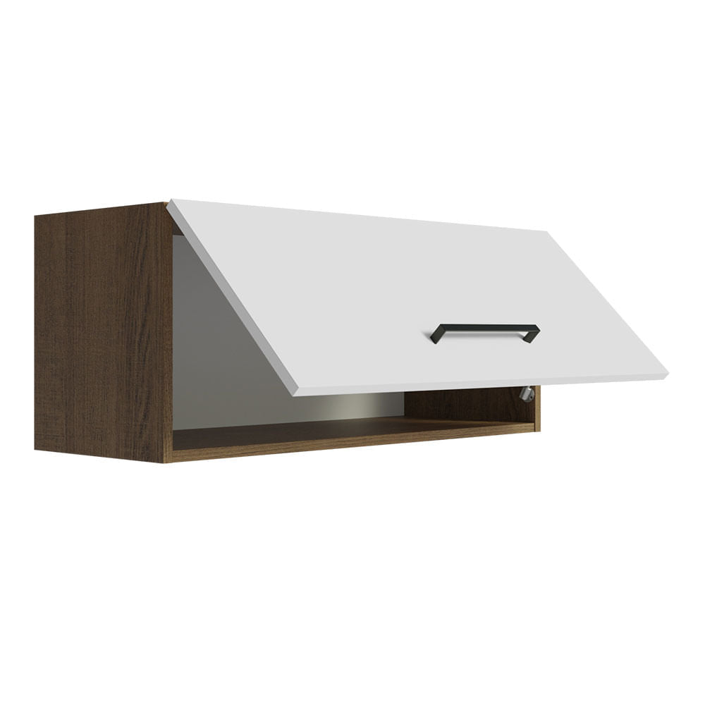 Armário Aéreo Multiuso 80cm 1 Porta Basculante Rustic/Branco Agata Madesa