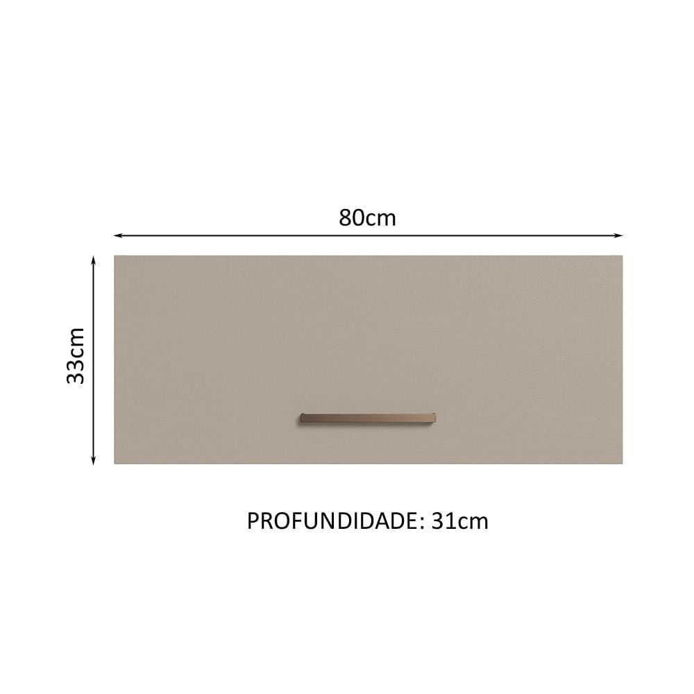 Armário Aéreo Multiuso 80cm 1 Porta Basculante Rustic/Crema Agata Madesa