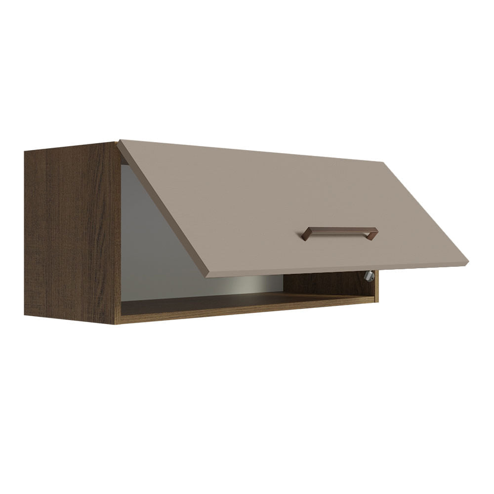 Armário Aéreo Multiuso 80cm 1 Porta Basculante Rustic/Crema Agata Madesa