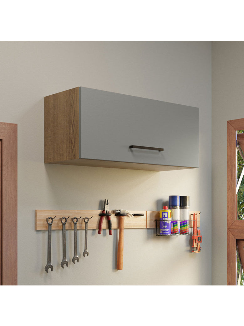 Armário Aéreo Multiuso 80cm 1 Porta Basculante Rustic/Cinza Agata Madesa