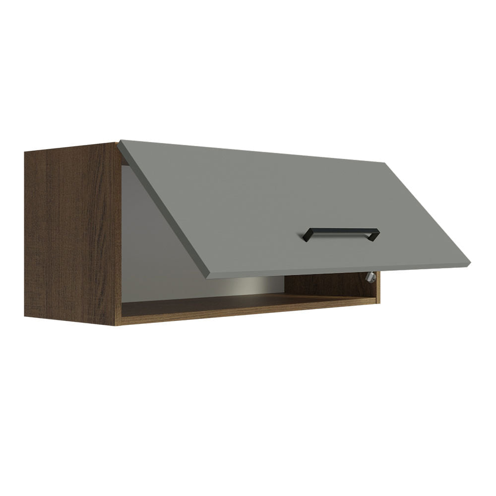 Armário Aéreo Multiuso 80cm 1 Porta Basculante Rustic/Cinza Agata Madesa